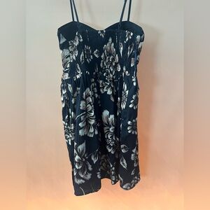 Band of Gypsies Black Floral Spaghetti-Strap Mini Dress